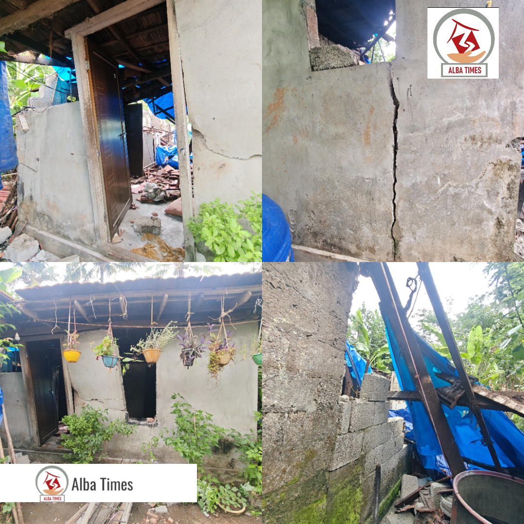 കാറ്റിലും മഴയിലും പെട്ട് വീട് തകർന്നു.